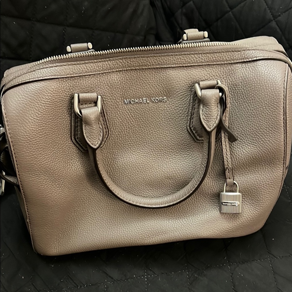 Michael Kors Tan Satchel with Saffiano Leather and Silver Hardware